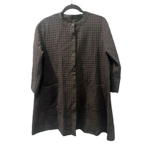 COS Black Quilted Button Front Cardigan Jacket Women's Size Medium Textured